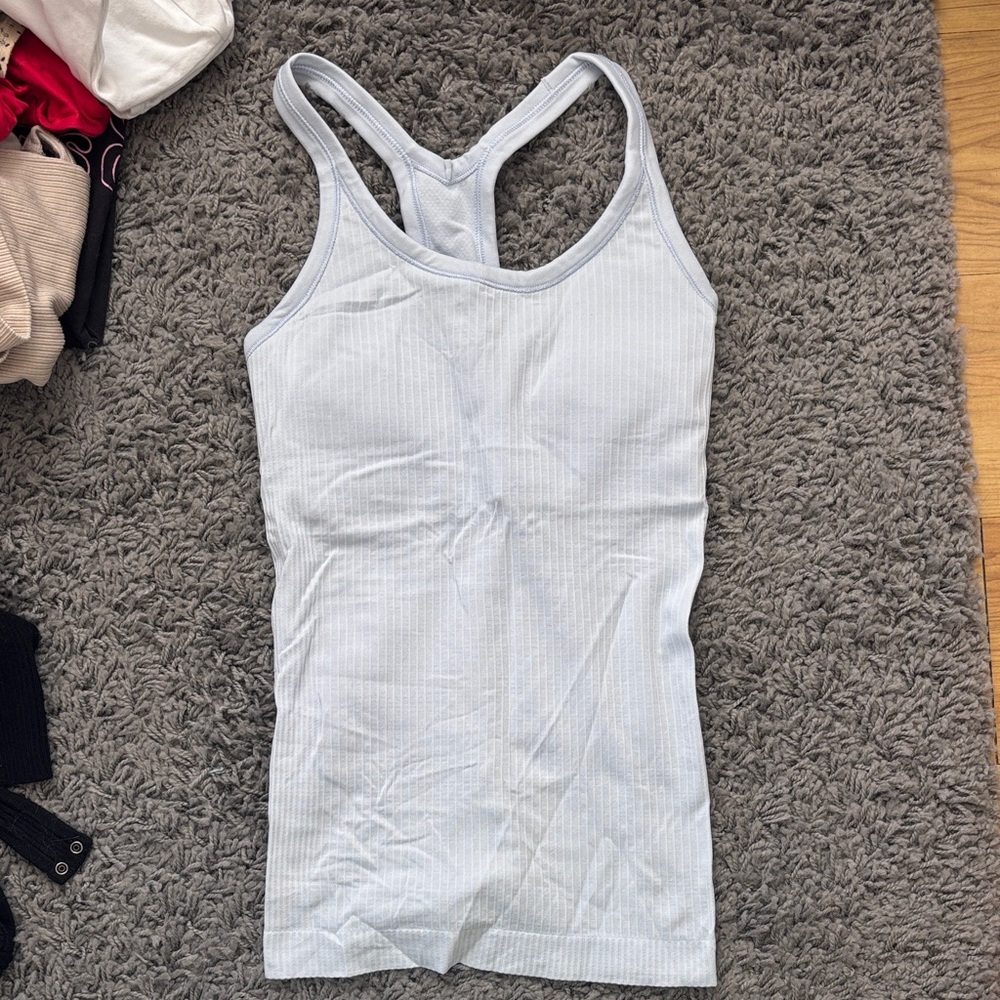Lululemon Women's Light Blue Ribbed Racerback Tank Top